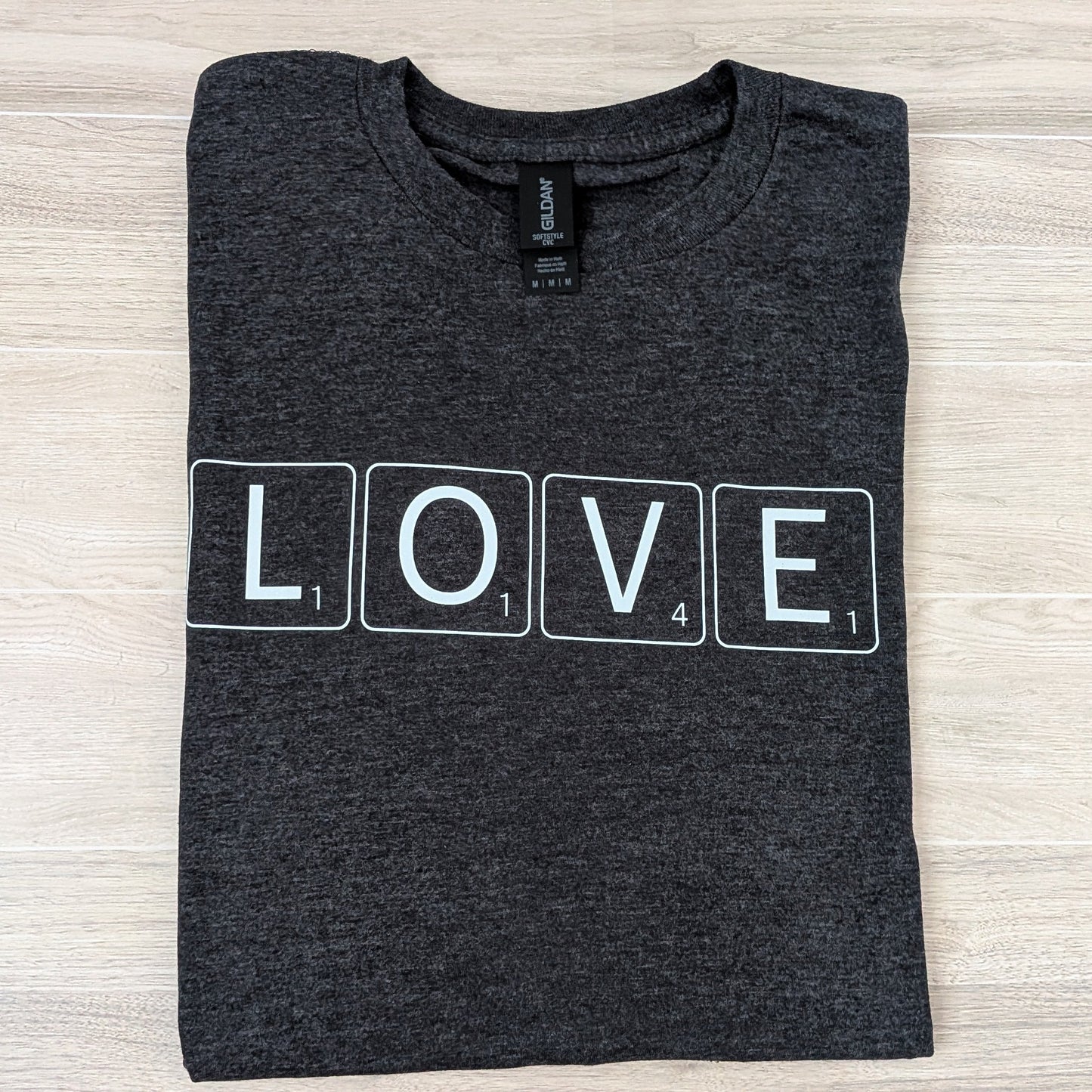 Love Scrabble Tile Adult Shirt