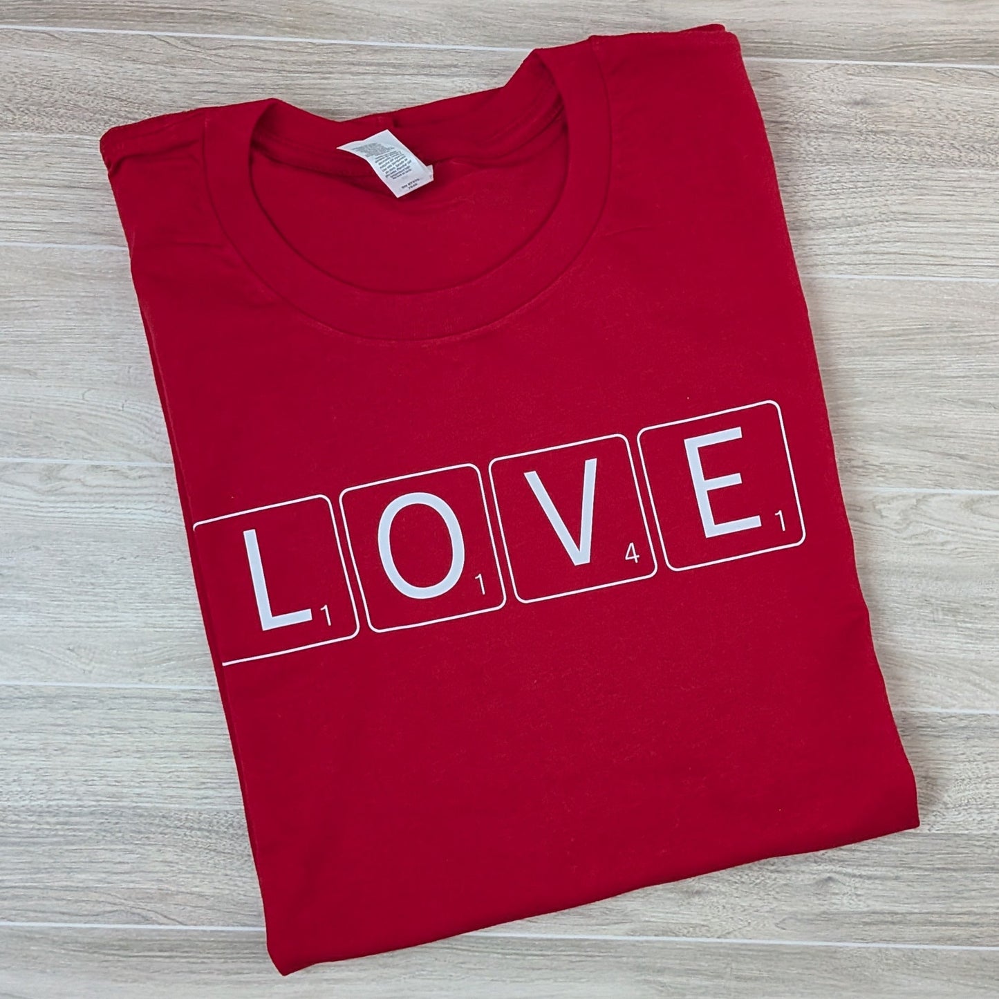 Love Scrabble Tile Adult Shirt