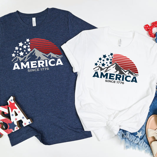 America Since 1776 Patriotic Mountain Tee