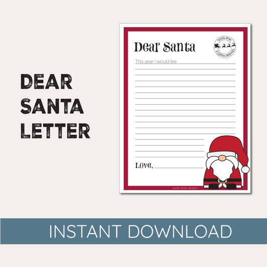 "Dear Santa" Letter - Printable