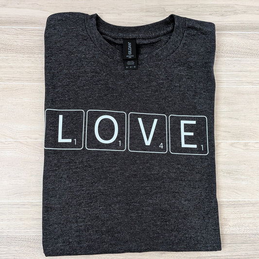 Love Scrabble Tile Adult Shirt