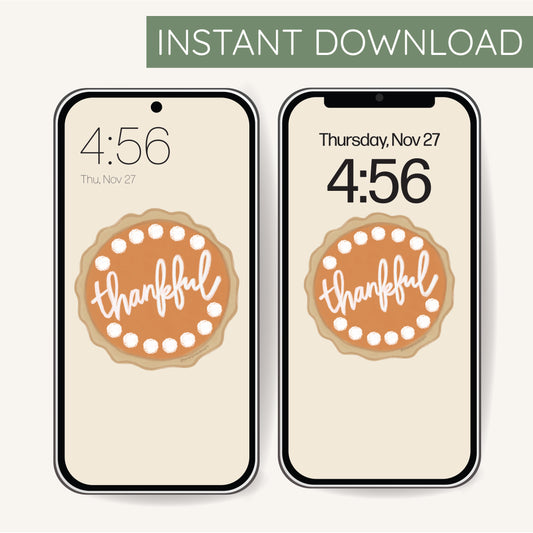Thankful Pumpkin Pie Phone Wallpaper - Digital Download