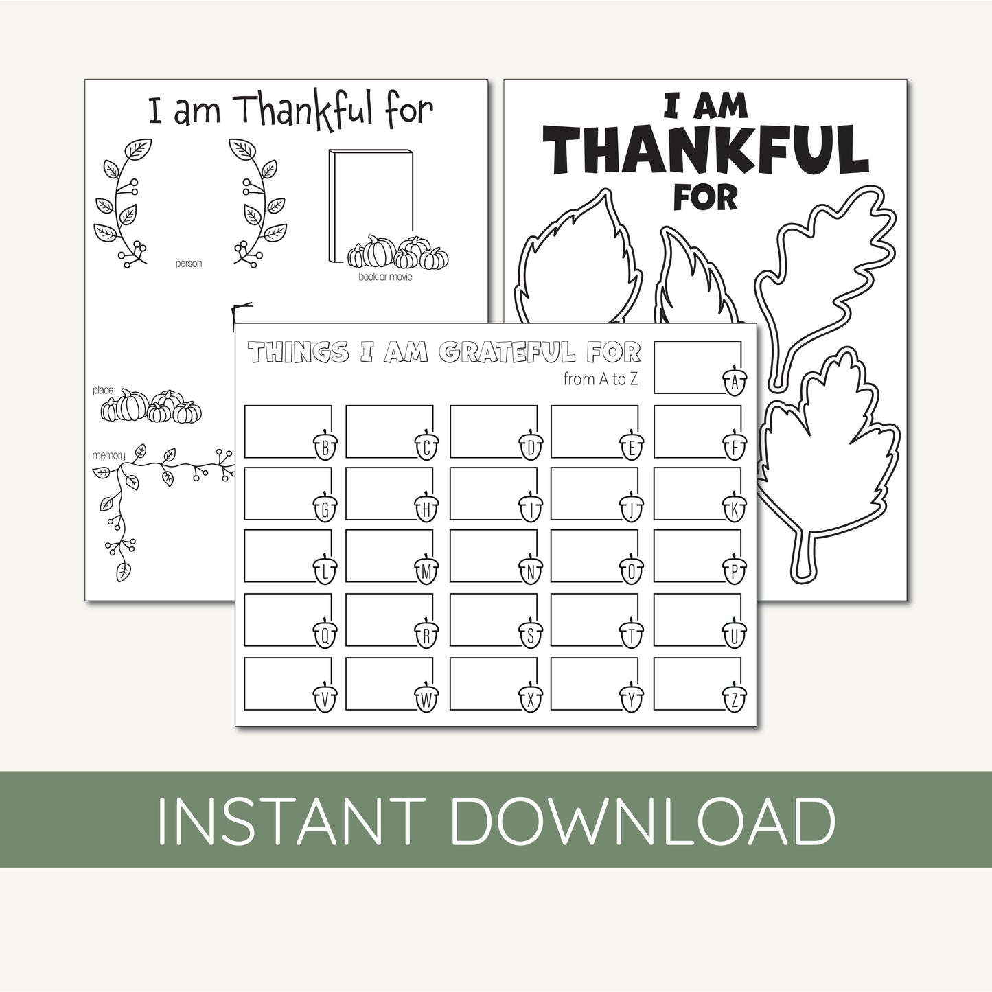 Thankful Worksheet Bundle - Digital Download