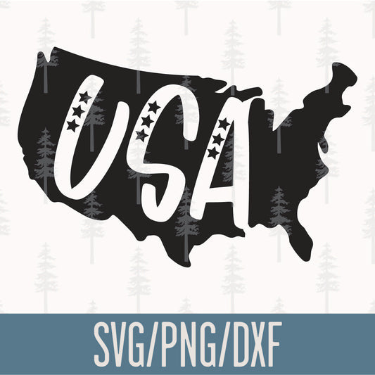 USA Map with Stars SVG Cut File